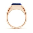 thumbnail image 2 of ANGARA Lab Grown 3.4 Ct Emerald-Cut Blue Sapphire Signet Ring for Women in 14K Rose Gold (Size-10x8mm) | September Birthstone, Anniversary, Jewelry Gift for Women | Lab-Grown Blue Sapphire Ring, 2 of 7