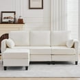 thumbnail image 4 of Haverchair L-Shape Chenille Sectional Sofa with Storage Ottoman,Modern Convertible Couch with Removable Cover,USB and Type-C,Side Pockets,Armrest Pillows for Living Room,Apartment,Office,White, 4 of 9