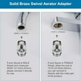 thumbnail image 3 of DEXIMRO 3/4 Inch GHT thread Garden Hose Adapter with Aerator, 360 Degree Swivel Faucet to Garden Hose Adapter,Sink Garden Hose Attachment Connection for Bathroom Kitchen, 3 of 9