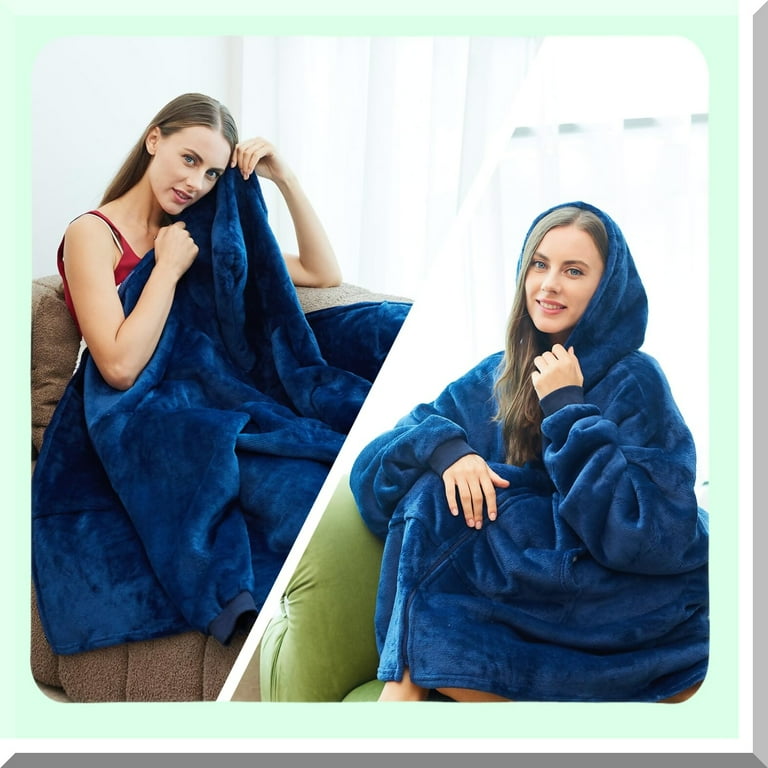 CozySherpa Zip Up Blanket Hoodie Oversized Snuggie Sweatshirt with Sleeves and Hat for Men Women Perfect Gift Blue Walmart