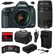 Canon EOS 5D Mark III 22.3 MP Full Frame CMOS Digital SLR Camera with EF 24-105mm f/4 L IS USM Lens and EF 75-300mm f/4-5.6 III Lens with 16GB Memory + Large Case + Battery + Charger 5260B009