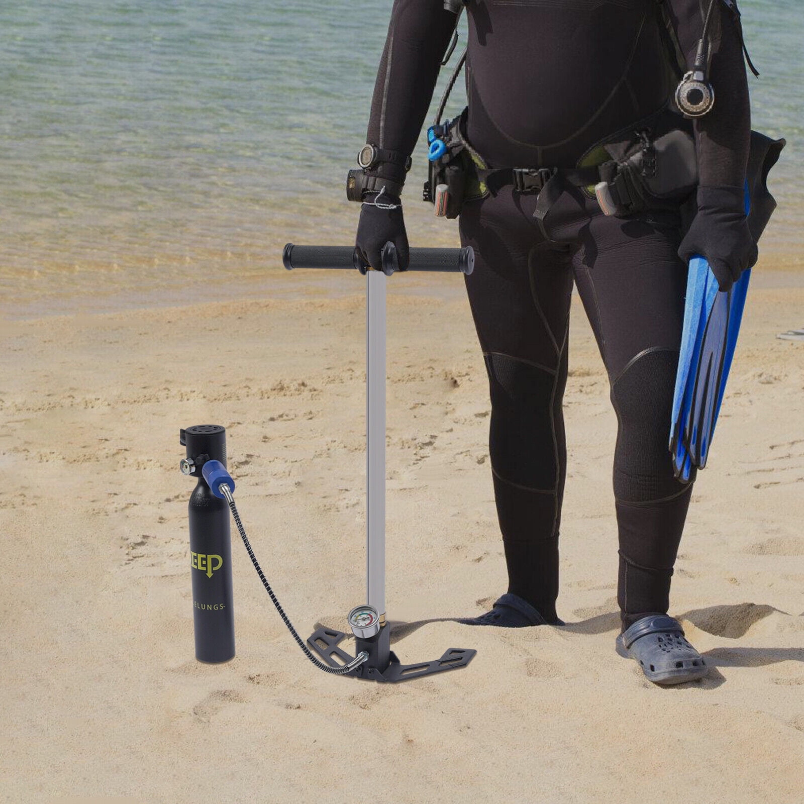PEAKORA0.5L Portable Oxygen Tank with 4500psi Pump for Mini Scuba Diving
