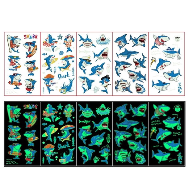Sheets Lovely Luminous Body Stickers Children Waterproof Temporary Cartoon Tattoos Sticker for Surprise Animal Fillers P31B heqiyong LED