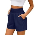 thumbnail image 3 of yillto Womens Elastic Waist Shorts High Smock Waisted Wide Leg Loose Summer Beach Shorts with Pockets, 3 of 7