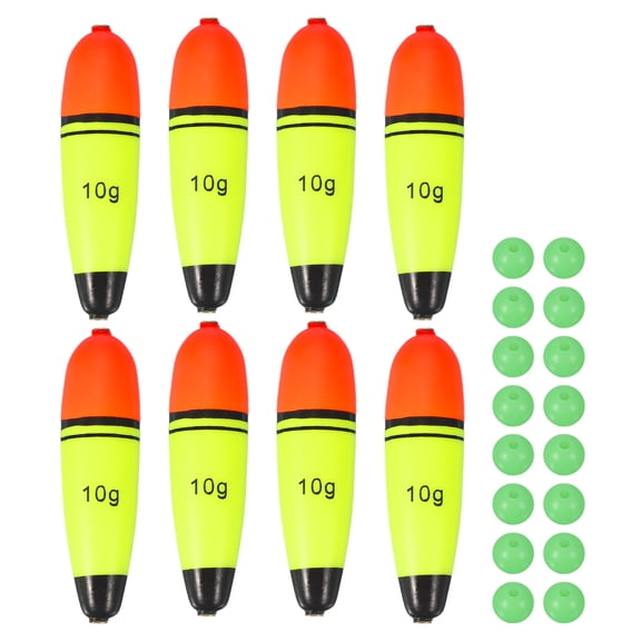 Fishing Slip Bobbers, EVA Foam Bobbers Slip Floats with Fish Beads, 0.4 oz Floatage & 8 Pcs & Red/Yellow -Fitting for Perch Carp