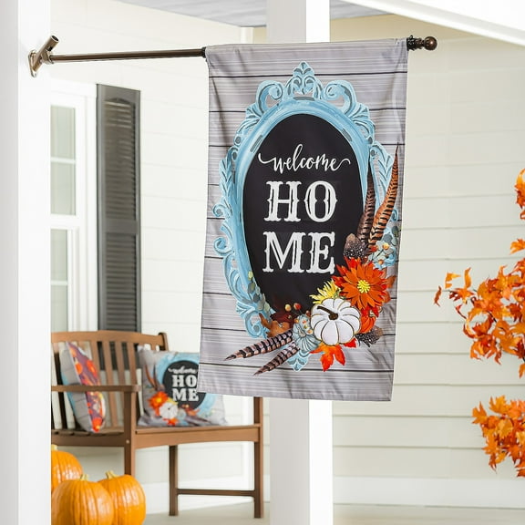 Welcome Home Frame House Linen Flag