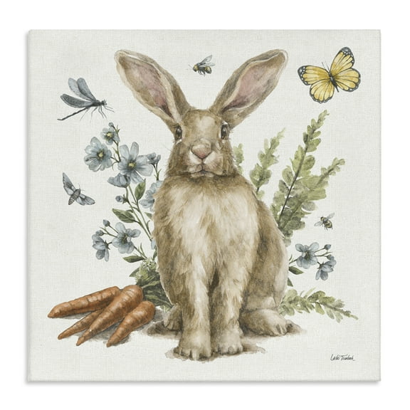 Stupell Industries Rabbit & Garden Patch Animals & Insects Painting Gallery Wrapped Canvas Art Print Wall Art, 17 x 17