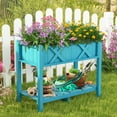 thumbnail image 2 of Gymax HIPS Raised Garden Bed Poly Wood Elevated Planter Box w/ Legs & Storage Shelf Blue, 2 of 10