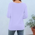 thumbnail image 5 of Maqroz Women Round Neck Top Three Quarter Sleeve Solid Color Tops Elegant Blouse Soft Summer Loose Comfy Daily Wear Fashion Breathable Lightweight Outfits, 5 of 6