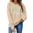 thumbnail image 3 of GUZOM Womens Christmas Pullover Sweatshirt - Plaid "Merry Christmas" Letter, Relaxed Fit, Soft 100% Polyester, Beige (XS-XL),Size XL, 3 of 8