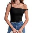 thumbnail image 4 of Womens Off The Shoulder Top Sleeveless Slim Fit Stretchy Tank Top Y2k Casual T Shirts, 4 of 6