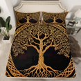 thumbnail image 2 of Manfei Western Fantasy Twin Sheet Set (3-Piece) Vintage Boho Gold Tree Of Life Luxury Decor For Adults, 2 of 7