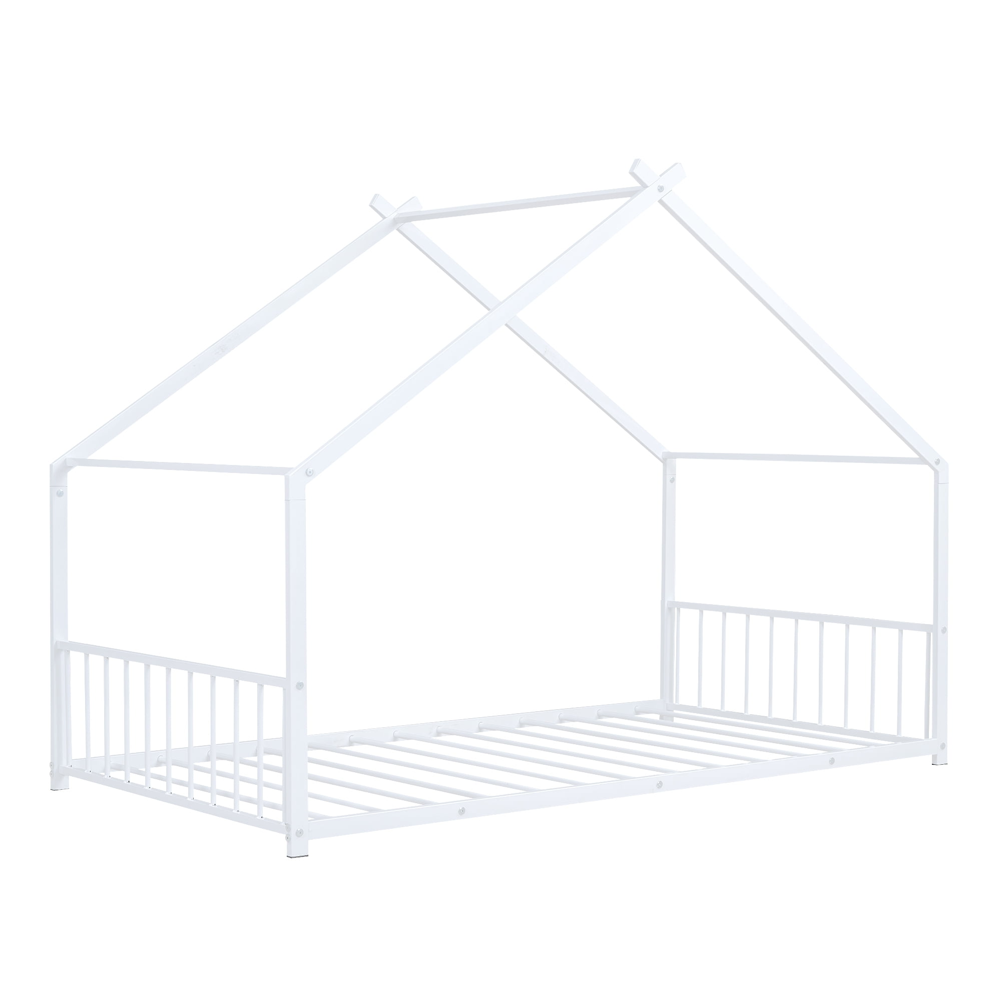 Harper & Bright Designs Twin Size Metal House Bed, White