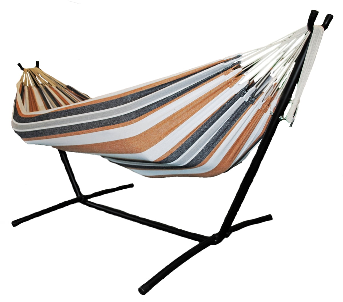 Omni Two Person Hammock with Compact Steel Stand and Case Tan Navy by Shop4Omni