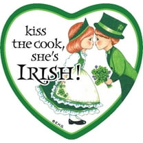 Oktoberfest Haus Green Ceramic "Kiss the cook she's Irish! Design Magnetic Tile for Home Decor