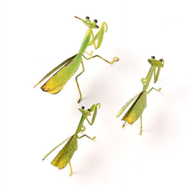 Metal Mantis Garden Yard Art Decor Set de 3 esculturas de adornos para árboles de Patio y césped