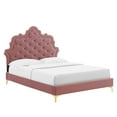 thumbnail image 2 of Modway Sasha Button-Tufted Performance Velvet Twin Bed in Dusty Rose, 2 of 10