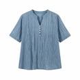 thumbnail image 4 of Sevevn Women's Loose And Fashionable Solid Color T-shirt Chort Sleeved Plus Size Top Light Blue XXL, 4 of 4