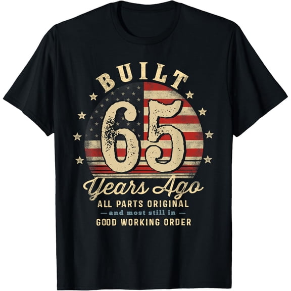 Built 65 Years Ago Funny 65th Birthday USA Flag Mens T-Shirt