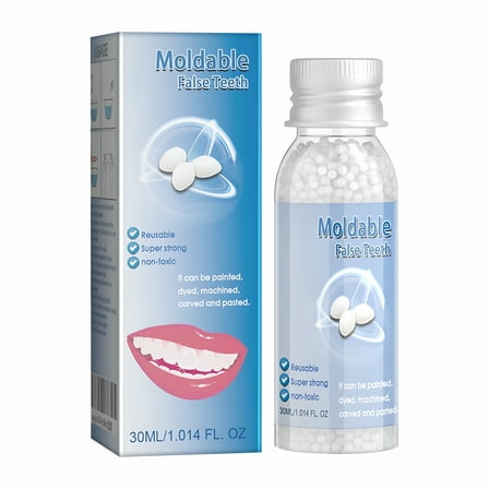 XIRQI Moldable False Teeth Kit Reusable,Super Strong,Non-Toxic DIY Dental Repair for Customizable Fit 30ml