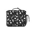 thumbnail image 3 of Astronaut and Moon Black Pattern Insulated Lunch Bag with Shoulder Strap and Bottle Holder,Bento School Lunch Bag Box,11x9.5x3.5 Inches, 3 of 5