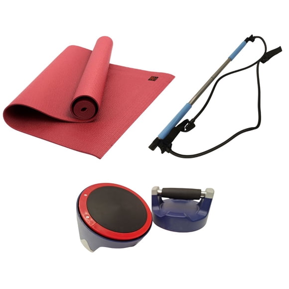 Kit de Pilates para Ejercicio en Casa con Tapete de Yoga Barra para Pilates y Lagartijeros Set de Entrenamiento En Casa