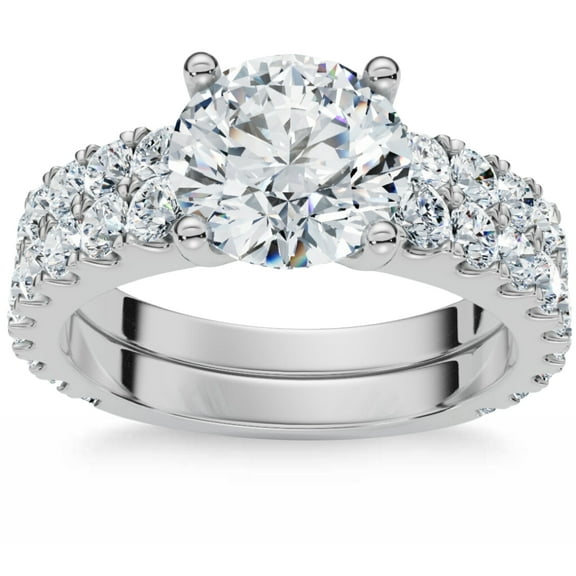 Pompeii 3 1/2ct Diamond Engagement Wedding Ring Set 14K White Gold Lab Grown (GH,VS2)