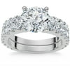 Pompeii 3 1/2ct Diamond Engagement Wedding Ring Set 14K White Gold Lab Grown (GH,VS2)