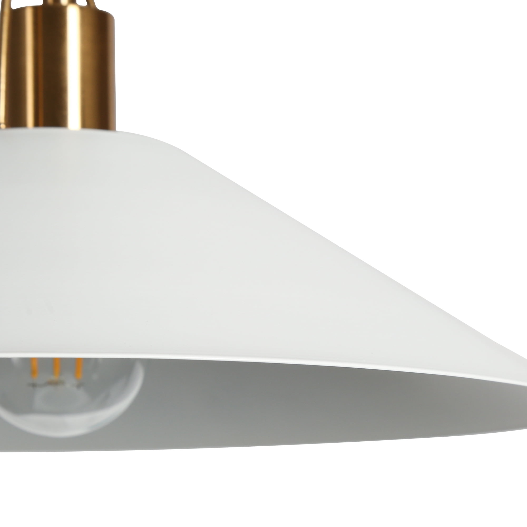 LNC Raratienner Polished Gold and Matte White Modern Cone LED Medium Hanging Pendant Light