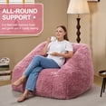 thumbnail image 6 of Hobestluk Oversized Bean Bag Chair for Adults with Filler, Large Cozy Reading Chair, Comfortable Lounge Chair for Living Room and Bedroom (Pink Plush), 6 of 8