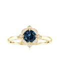 thumbnail image 4 of Rosec Jewels Round London Blue Topaz Vintage Engagement Ring with Diamond - 0.6 Carat - AAA Quality, 14K Yellow Gold, US 11.50, 4 of 8