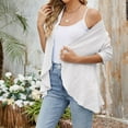 thumbnail image 5 of Kaemgyyd Women Cardigan 3/4 Sleeves Open Front Lightweight Jackets Breathable Hollow out Ruffle Hem Outwear Summer Outfit, 5 of 6