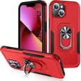 thumbnail image 1 of Funda para iPhone 13, funda para iPhone 14 para mujer con soporte de anillo giratorio de 360°, funda protectora magnética para iPhone 14/Apple 13 (roja), 1 of 8
