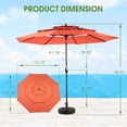 thumbnail image 2 of Homefun 10FT Patio Umbrella 3-Tier Market Umbrella with 8 Sturdy Ribs Crank & Tilt Mechanism Waterproof UV-Resistant Fabric Aluminum Pole Outdoor Garden Umbrella (Base Not Included), 2 of 7