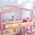 thumbnail image 4 of Leumius Twin Size Loft Bed with Storage Stairs, Metal Loft Bed Frame with Built-in Wardrobe,Storage Shelves,USB Ports and LED Lights,Noise-reduced Design,Pink, 4 of 12