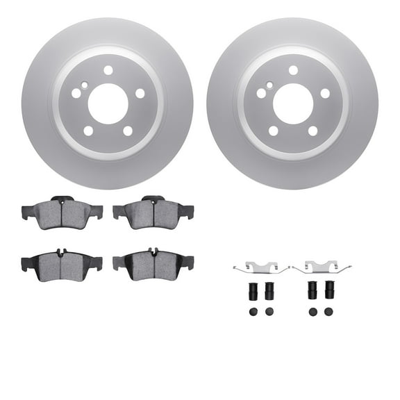 Dynamic Friction Company Rear Geospec Brake Rotors with 5000 Euro Ceramic Brake Pads includes Hardware 4612-63042