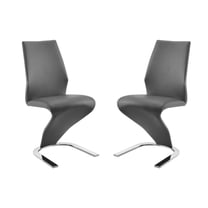 Casabianca Home Boulevard Set of 2 Polyurethane Leather Dining Chairs - Gray