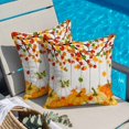 thumbnail image 2 of Throw Pillow Covers, Fall Pumpkins Decorative Throw Pillow Covers 20x20 Inch, Thanksgiving Red Orange Maple Leaf Wood Grain Square Linen Pillow Cases for Couch/Living Room/Sofa, 2 of 9