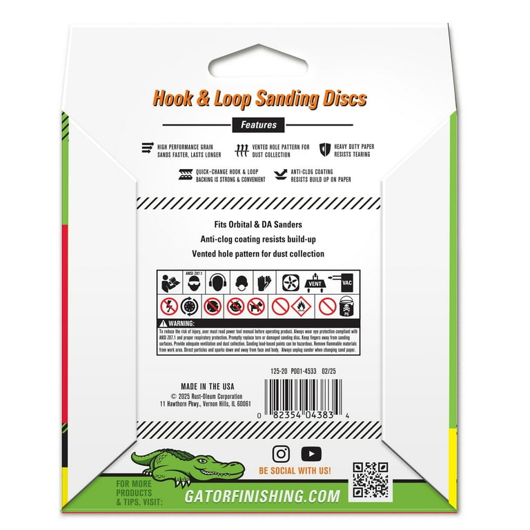 Gator 5-Inch 8-Hole Red Resin Multi-Surface Hook and Loop Sanding Discs, 220-Grit, 12 pack