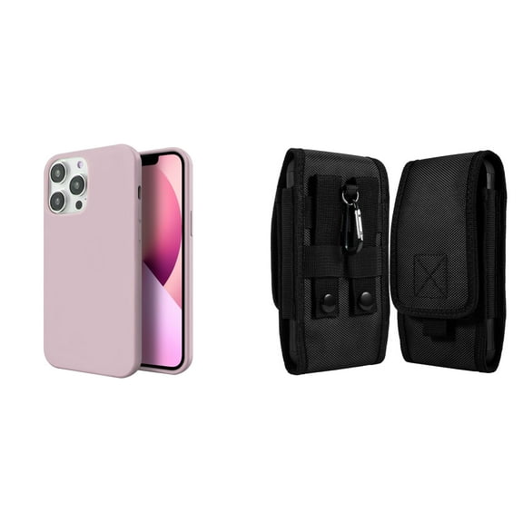 Slim Silicone Case and Belt Holster Pouch for iPhone 14 Pro - Pink
