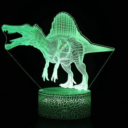 

Dinosaur 3D Night Light 16 Color Change Lamp Acrylic Flat ABS Base USB Charger Home Decoration Toy Brithday Xmas Kid Children Gift