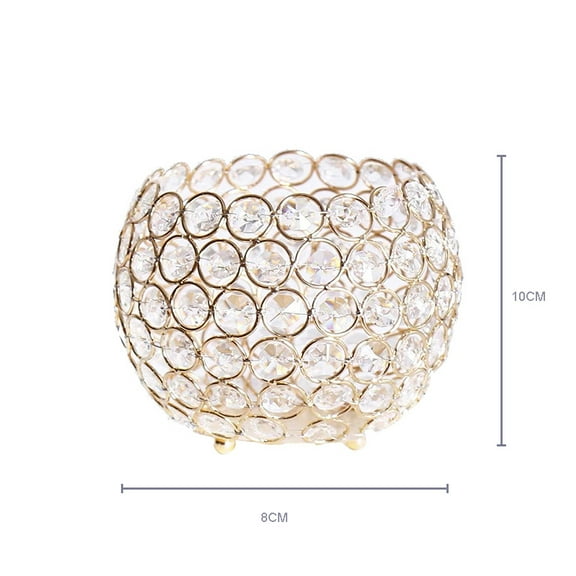 Gold Crystal Candle Holder for Wedding Centerpiece Tealight Candlestick Holder for Table Decor Fireplace Candelabra Home Decor (M)