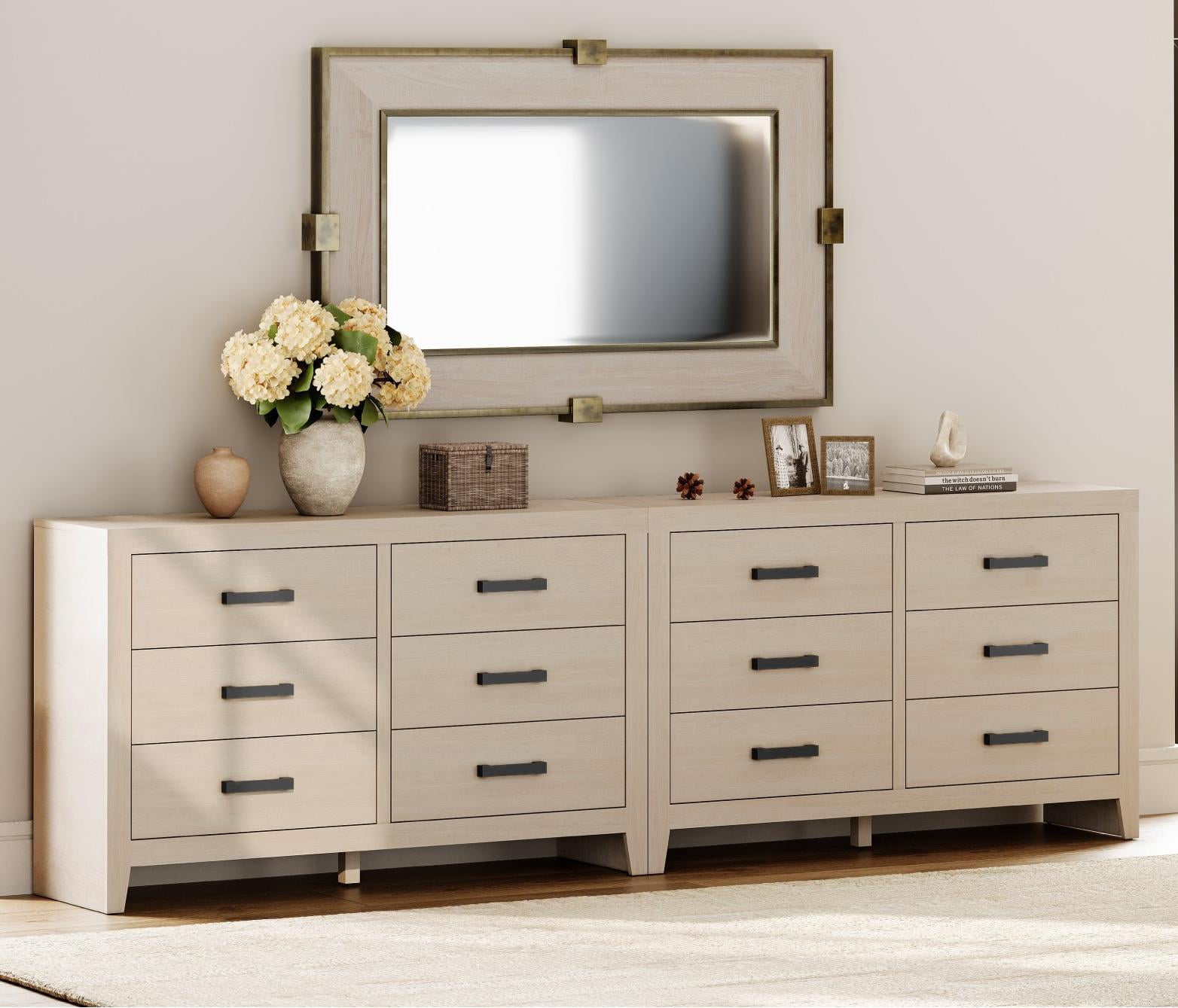 WAMPAT TV Stand for TVs up to 110 Inch, Farmhouse Wood Entertainment Center with 12 Drawers, Storage Media Console Cabinet for Living Room