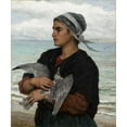 thumbnail image 2 of Jules Breton 20x23 Black Ornate Framed Double Matted Museum Art Print Titled: The Wounded Seagull (1878), 2 of 5