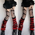 thumbnail image 3 of Calentador de piernas a rayas Punk para mujer japonesa, araña gótica para cubierta de pie cruzado, largo S, 3 of 5