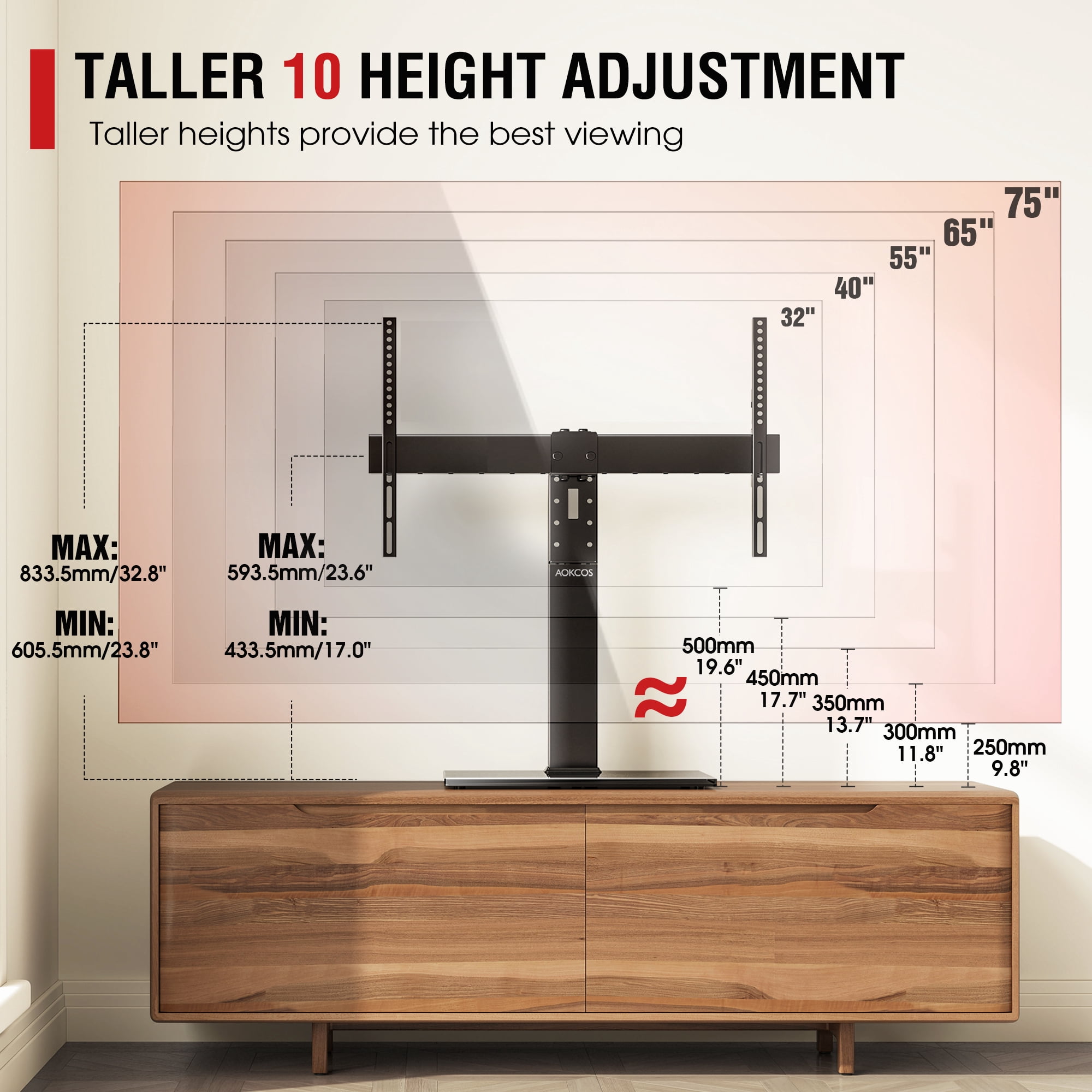 Fitueyes Universal Swivel Tabletop TV Stand base with Mount for 32 to 70 75 inch Sony Lg Samsung Apple LED LCD Flat screen TVs