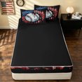 thumbnail image 4 of meiyoeat Vintage Grunge Baseball Zipper Twin Comforter Sets with Fitted Sheet and 2 Pillowcases for Boys, American Flag Splash Drip Zipper Bedding Set, Black Reversible, 4pcs, 4 of 7