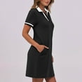 thumbnail image 6 of SYMOID Women’s Solid Mini Shirt Dress with Pockets, Short Sleeve V Neck, Casual Summer Wear,Black,Size M, 6 of 9