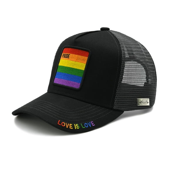 Waldeal Unisex Pride Hat, LGBT Rainbow Stripes Embroidered Baseball Cap, Adjustable Snapback Mesh Trucker Hat for Men Women
