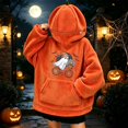 thumbnail image 6 of XINPING Halloween Flannel 3D Pumpkin Hoodie with Zip Hood Women Oversized Cute Ghost Sweatshirt Unisex Funny Plus Size Long Sleeve Cozy Halloween Outfits, 6 of 7